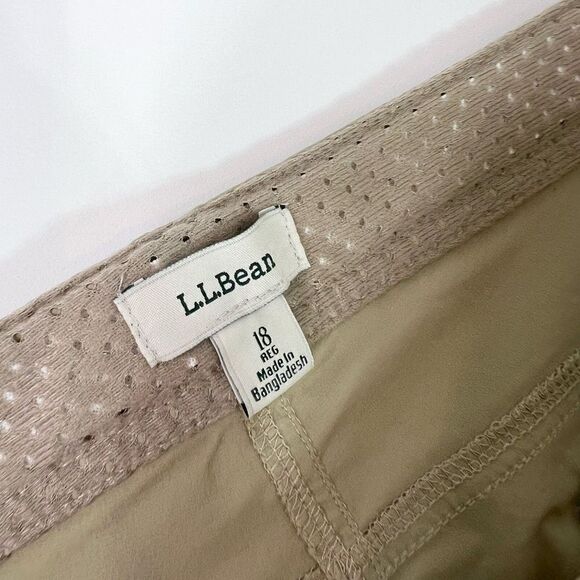 L.L Bean Trail Shorts Women's18 Khaki Brown Mid-Rise Water-Repellent - Picture 5 of 10